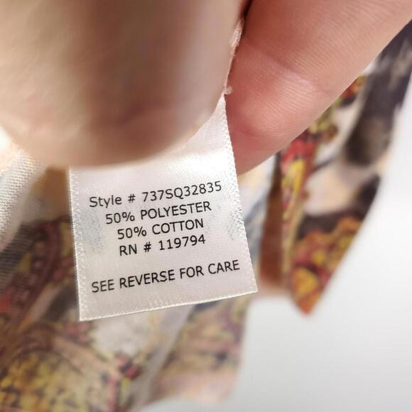 One World Top Womens XL Cutout Embroidered Sleeves Artsy Abstract Sequin Neck - Picture 8 of 12